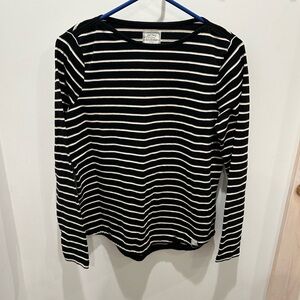 Fat Face Black White And Gold Striped Long Sleeve Shirt Size 8